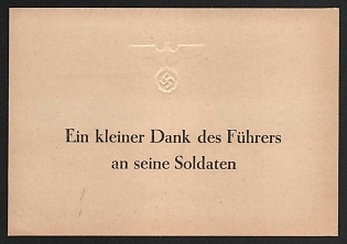 1933-1945 'A Small Thank You from the Fuhrer to His Soldiers' Adolf Hitler Nazi Propaganda Postcard