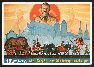 1934 'Nuremberg, the City of the Nazi Party Rallies' Adolf Hitler Nazi Propaganda Postcard
