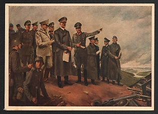 1933-1945 'Munich, House of German Art. Conrad Hommel, Berlin. The Fuhrer in the Battlefield' Adolf Hitler Nazi Propaganda Postcard