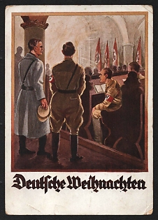 1933-1945 'German Christmas' Adolf Hitler Nazi Propaganda Postcard