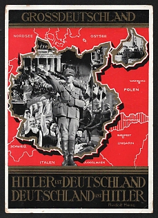 1939 'Great Germany Hitler is Germany Germany's Hitler' Adolf Hitler Nazi Propaganda Postcard