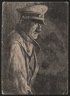 1944 'Long Live the Fuhrer' Adolf Hitler Nazi Propaganda Postcard