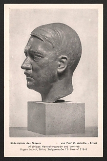 1933-1945 'Portrait Bust of the Fuhrer' Adolf Hitler Nazi Propaganda Postcard