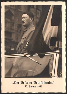 1933 ''The Liberator of Germany' January 30, 1933' Adolf Hitler Nazi Propaganda Postcard