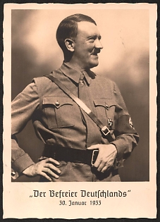 1933 ''The Liberator of Germany' January 30, 1933' Adolf Hitler Nazi Propaganda Postcard
