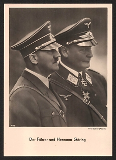 1933-1945 'The Fuhrer and Hermann Goring' Hitler and Goring Nazi Propaganda Postcard