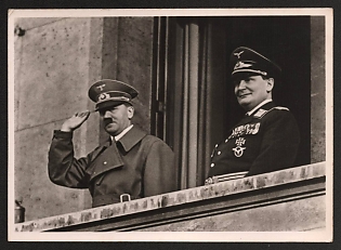 1933-1945 'The Fuhrer and Reich Marshal Goring on the Balcony of the Reich Chancellery' Hitler and Goring Nazi Propaganda Postcard