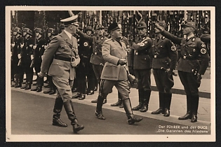 1938 'The Fuhrer and the Duce 'The Guarantors of Peace'' Hitler and Mussolini Nazi Propaganda Postcard