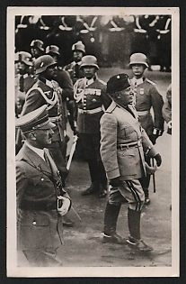 1937 'The Fuhrer and the Duce' Hitler and Mussolini Nazi Propaganda Postcard