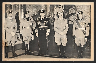 1933-1945 'Honoring the Fascists Fallen in the Palazzo Littorio' Hitler and Mussolini Nazi Propaganda Postcard