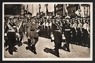 1938 'State Visit of the Hungarian Regent Horthy' Adolf Hitler Nazi Propaganda Postcard
