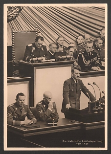 1939 'The Historic Reichstag Session of September 1, 1939' Adolf Hitler Nazi Propaganda Postcard