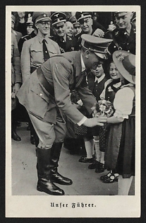 1933-1945 'Our Fuhrer' Hitler with Kids Nazi Propaganda Postcard