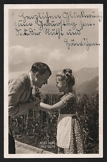 1934 'All Love and Best' Hitler with Kids Nazi Propaganda Postcard
