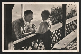 1933-1945 'Reich Chancellor Adolf Hitler in His Beloved Mountains' Hitler with Kids Nazi Propaganda Postcard