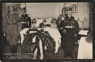 1934 'Reich President Hindenburg on His Deathbed' Hindenburg Nazi Propaganda Postcard