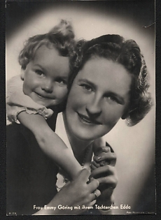 1933-1945 'Mrs. Emmy Goring with Her Little Daughter Edda' Nazi Propaganda Postcard