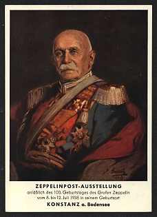 1938 'Zeppelin Post Exhibition on the Occasion of Count Zeppelin's 100th Birthday' Nazi Propaganda Postcard