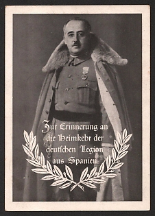 1933-1945 'In Commemoration of the Return of the German Legion from Spain' Nazi Propaganda Postcard