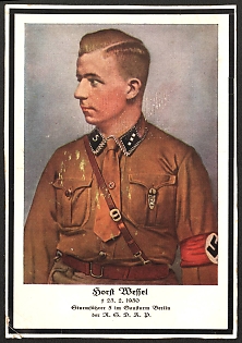 1930 'Horst Wessel, Sturmfuhrer 5 in the Gausturm Berlin of the Nazi Party' Army Military Person Nazi Propaganda Postcard