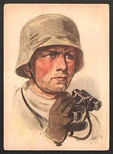 1944 'The Group Leader' Army Military Person Nazi Propaganda Postcard