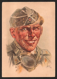 1944 'The Motorbike Rider' Army Military Person Nazi Propaganda Postcard