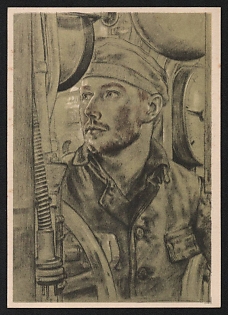 1933-1945 'Our Submarine Weapon. Submariner on a Submarine' Army Military Person Nazi Propaganda Postcard