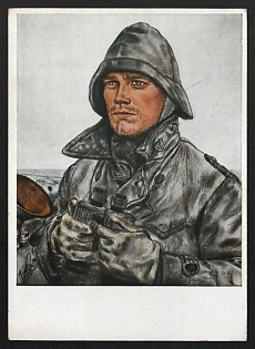 1943 'Our Submarine Weapon. Officer of the Watch on a Submarine' Army Military Person Nazi Propaganda Postcard