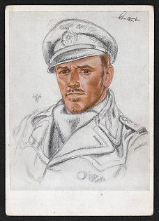 1933-1945 'Our Submarine Force. Lieutenant Commander Schulte' Army Military Person Nazi Propaganda Postcard