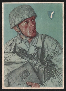 1943 'Our Airborne Troops. Airborne Pioneer Who Distinguished Himself During the Successful Battles around Eben Emael' Army Military Person Nazi Propaganda Postcard