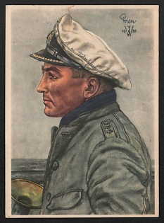 1940 'Lieutenant Commander Prien, Commander of One of the Most Successful Submarines' Army Military Person Nazi Propaganda Postcard