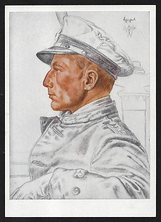 1941 'Our Submarine Force. Lieutenant Commander Schuhart, the First to Destroy an English Battleship' Army Military Person Nazi Propaganda Postcard