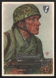 1940 'Sergeant Arpfe, Who Secured Important Bridges for the German Advance with His Assault Troop' Army Military Person Nazi Propaganda Postcard