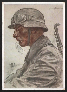 1941 'Our Panzerwaffe. A Motorcycle Messenger' Army Military Person Nazi Propaganda Postcard