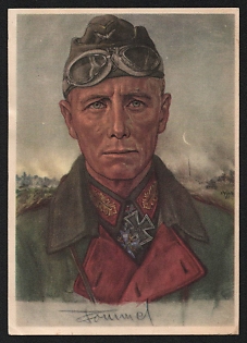1940 'Major General Rommel, Commander of a Panzer Division' Army Military Person Nazi Propaganda Postcard
