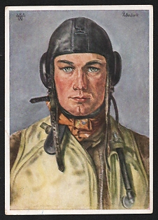 1940 'Our Luftwaffe. Successful German Fighter Pilot' Army Military Person Nazi Propaganda Postcard