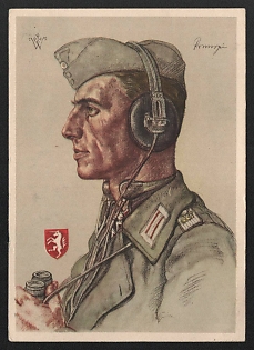 1943 'Second Lieutenant Hugo Primozic' Army Military Person Nazi Propaganda Postcard