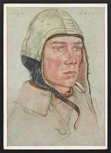 1940 'Our Luftwaffe. A Non-Commissioned Officer Serving as a Fighter Pilot' Army Military Person Nazi Propaganda Postcard