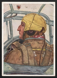 1941 'Our Luftwaffe. Captain Falck, Squadron Captain of a Successful Fighter Squadron' Army Military Person Nazi Propaganda Postcard