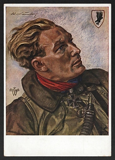 1941 'Captain Baumbac, the Most Successful Long-Range Combat Pilot in Operations Against Naval Targets' Army Military Person Nazi Propaganda Postcard