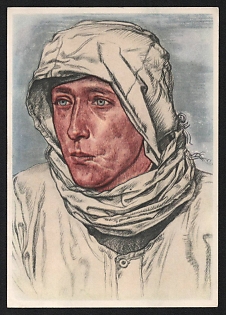 1940 'A Proven Reconnaissance Patrol Leader in the West Wall Area, Wearing Snow Camouflage' Army Military Person Nazi Propaganda Postcard