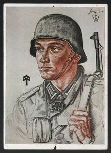 1940 'First Lieutenant Germer, Who Distinguished Himself through His Particular Boldness in the West Wall Area Battles' Army Military Person Nazi Propaganda Postcard