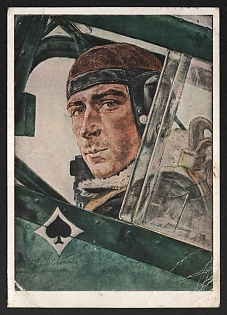 1943 'Colonel Molders, One of Our Most Successful Fighter Pilots' Army Military Person Nazi Propaganda Postcard