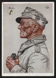 1940 'Colonel Meindl, Jumped as the Oldest German Officer' Army Military Person Nazi Propaganda Postcard