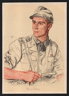 1942 'Knight's Cross Recipient Sergeant Valtiner in a Mountain Infantry Regiment' Army Military Person Nazi Propaganda Postcard