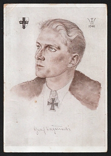 1944 'Count Kageneck, One of Our Most Successful Fighter Pilots' Army Military Person Nazi Propaganda Postcard