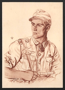 1942 'Subs. Hellmuth Valtiner' Army Military Person Nazi Propaganda Postcard