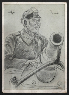 1941 'Men of the Western Front. First Lieutenant Von Jaworski' Army Military Person Nazi Propaganda Postcard