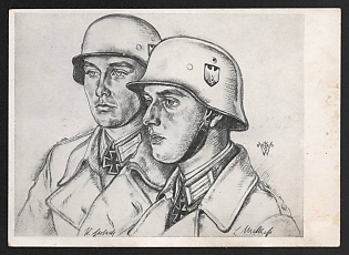 1941 'Norwegian Fighter Lieutenant Colonel Gerlach and Matthess Fought Their Way to Undalsnes with the Anti-Tank Gun' Army Military Person Nazi Propaganda Postcard