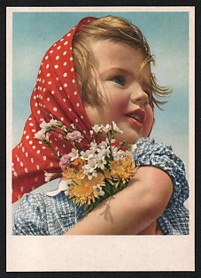 1933-1945 'Little Girl with Flowers' Nazi Propaganda Postcard